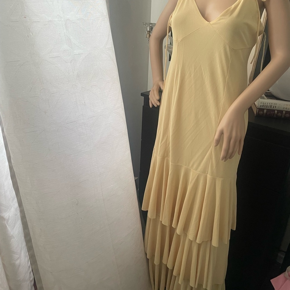 NWT Zara Light Yellow Layered Maxi Dress size large
